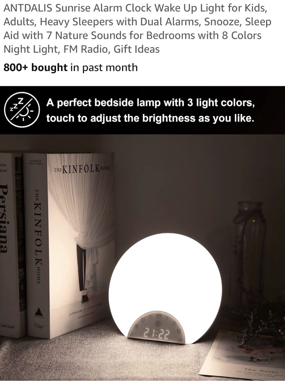 White Sunrise Alarm Clock Wake Up Light - Touch Bedside Lamp